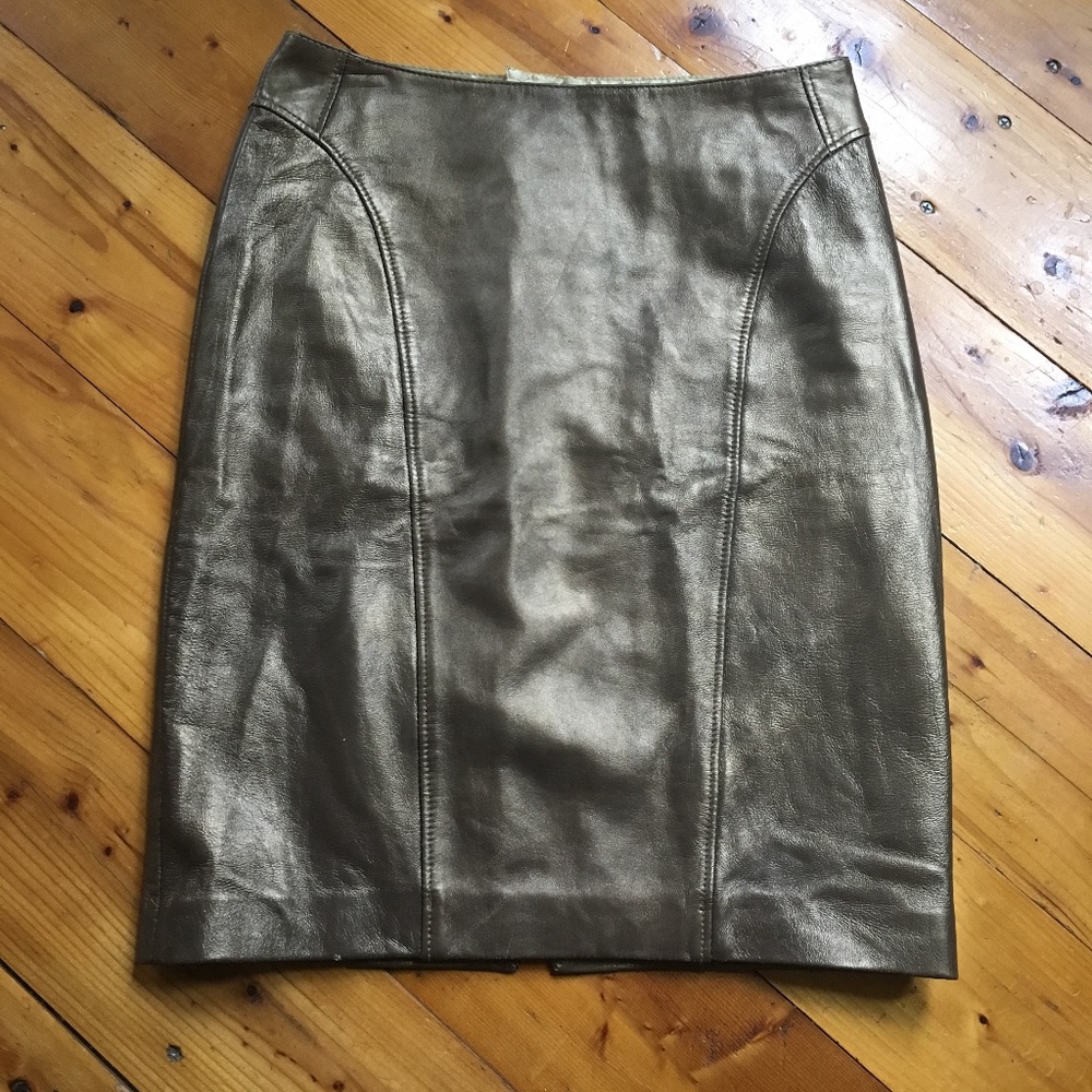 Peruvian Connection Gold Leather Skirt